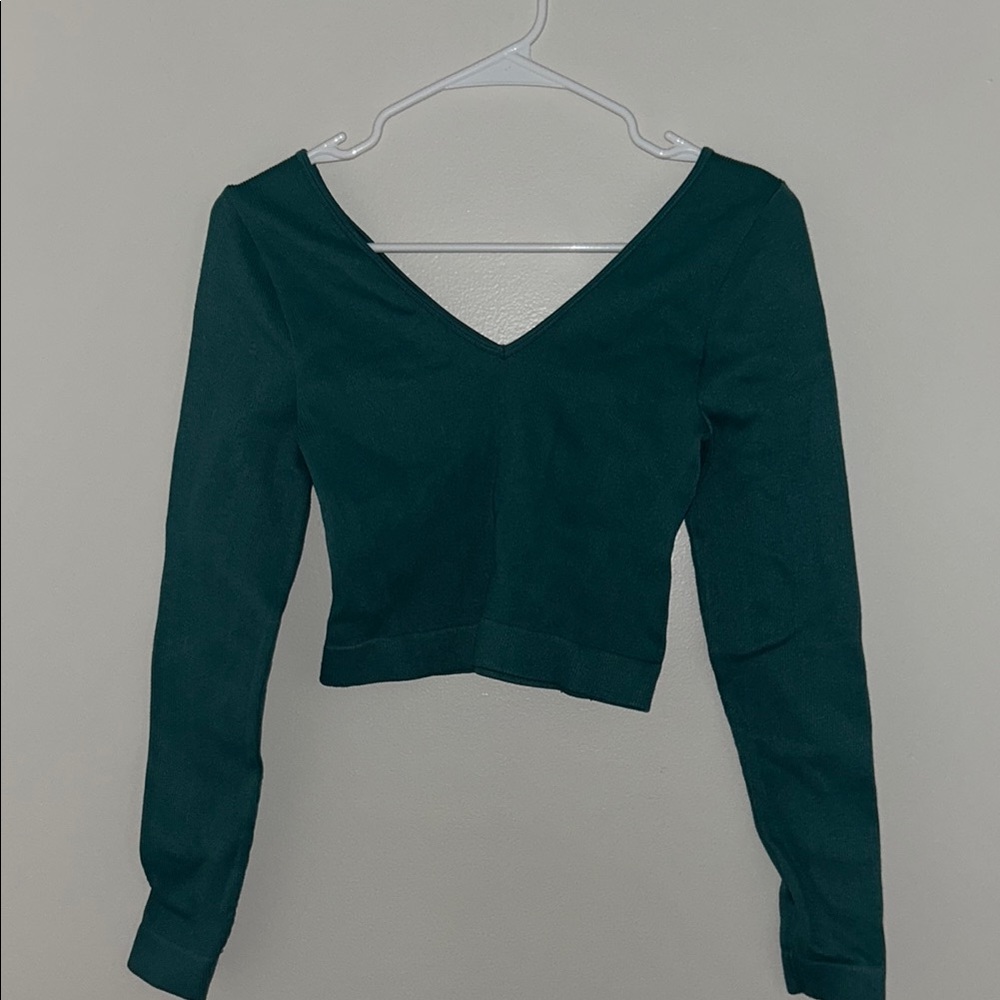 Elegant Green V-Neck Women's Top